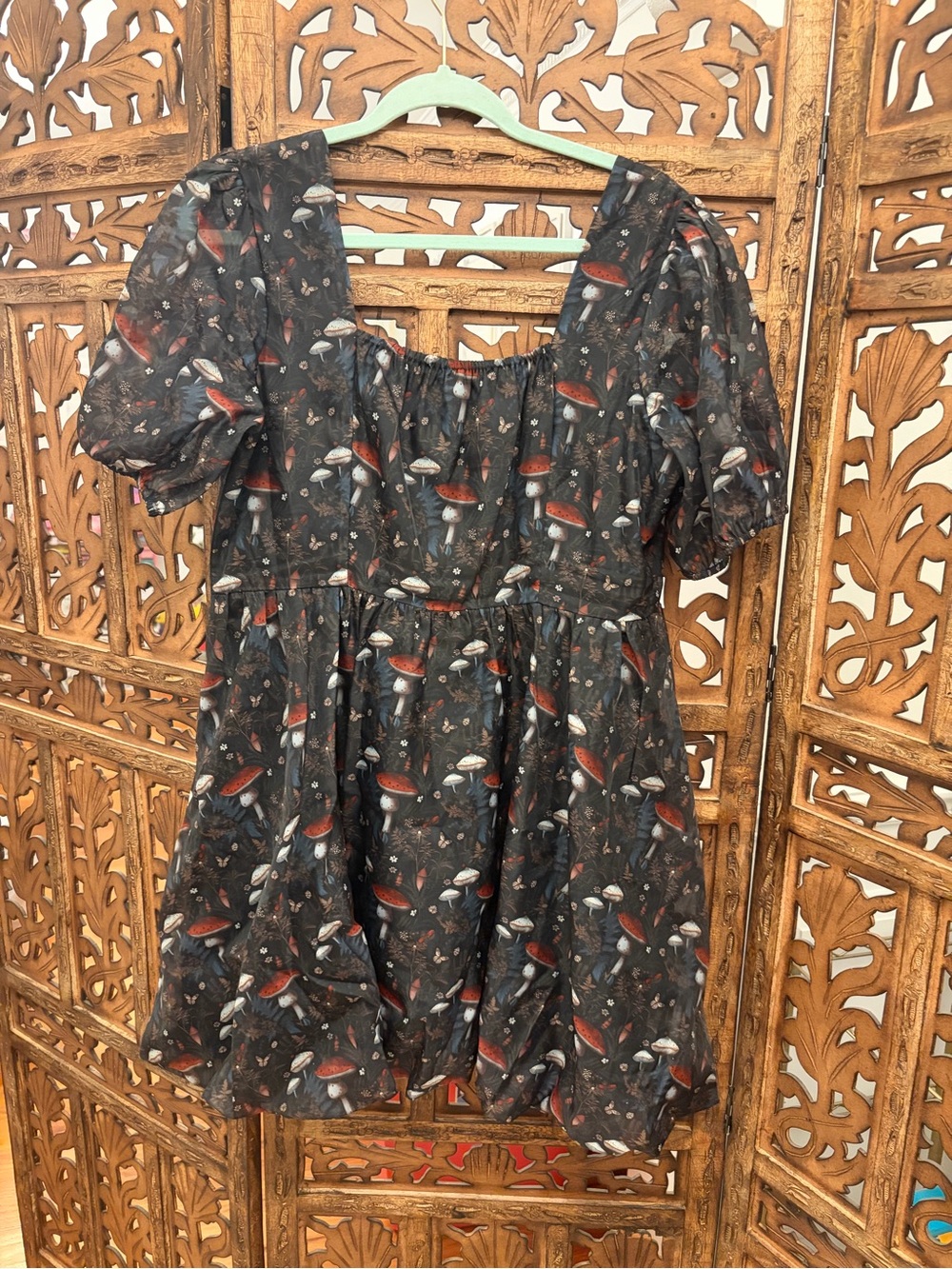 Disturbia Mushroom Print Babydoll Dress Cottage Goth Fairycore - Picture 5 of 5
